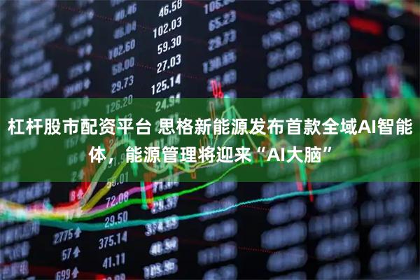 杠杆股市配资平台 思格新能源发布首款全域AI智能体，能源管理将迎来“AI大脑”